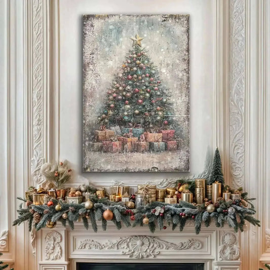 Vintage Christmas Tree With Gifts Wall Art Cartsfy Inc.