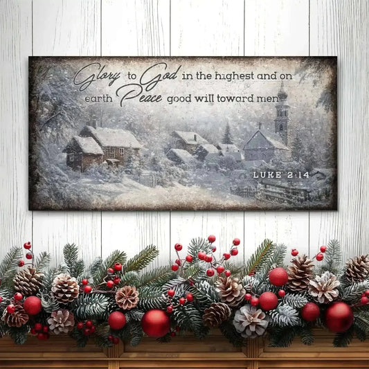 Vintage Christmas Village Luke 2:14 Scripture Sign II Cartsfy Inc.