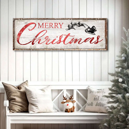 Vintage Merry Christmas Sign Tailored Canvases 8x24 inch Medium Premium Gallery Wrapped 12x36 inch Medium Premium Gallery Wrapped 16x48 inch Large Premium Gallery Wrapped 8x24 inch Medium Premium Gallery Wrapped-12x36 inch Medium Premium Gallery Wrapped-16x48 inch Large Premium Gallery Wrapped-