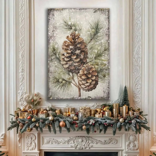 Vintage Winter Pine Cone Christmas Wall Art II Cartsfy Inc.