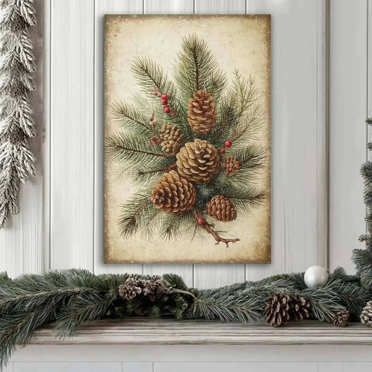 Vintage Winter Pine Cone Christmas Wall Art III Cartsfy Inc.