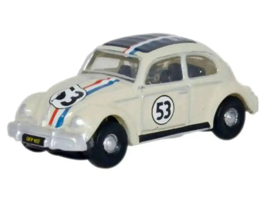 Volkswagen Beetle #53 Beige with Stripes and Black Top 1/148 (N) Scale Diecast Model Car by Oxford Diecast Cartsfy Inc.