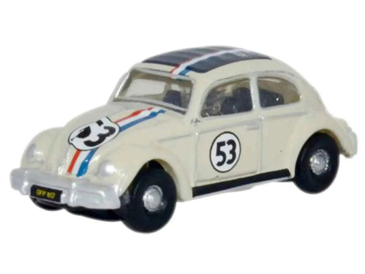 Volkswagen Beetle #53 Beige with Stripes and Black Top 1/148 (N) Scale Diecast Model Car by Oxford Diecast Miniature Motors Default Title Default Title-