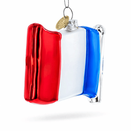 Waving Flag of France Glass Christmas Ornament BestPysanky Default Title Default Title-