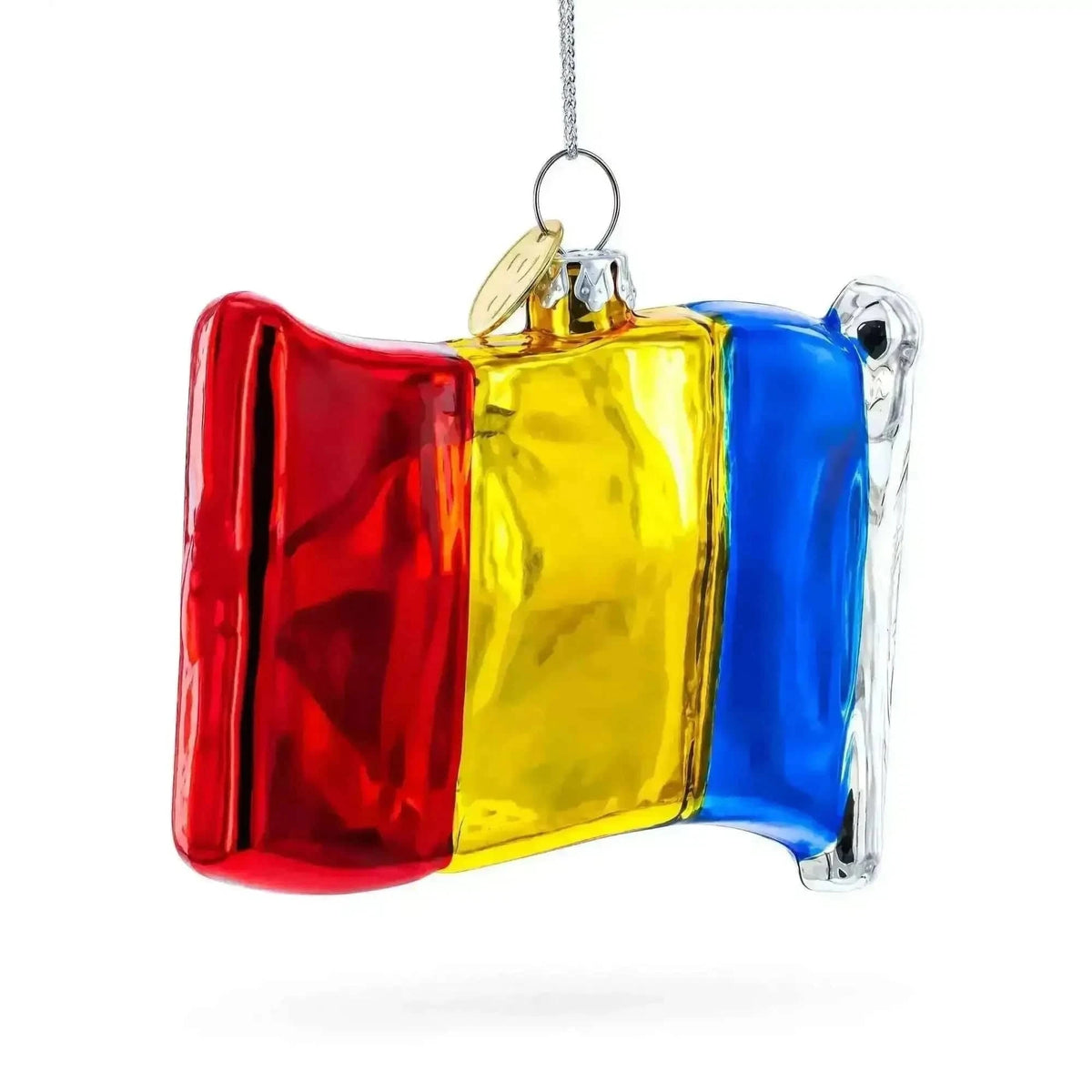 Waving Flag of Romania Glass Christmas Ornament Cartsfy Inc.