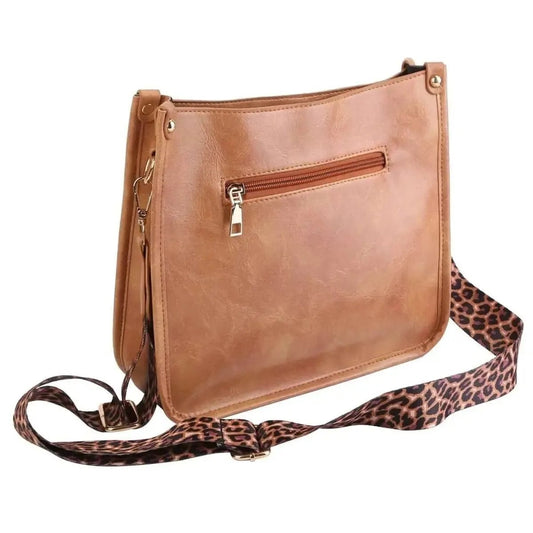 Women Fashion Leather Crossbody Bag DailySale Brown Orange Leopard Brown-Orange-Leopard-Black-