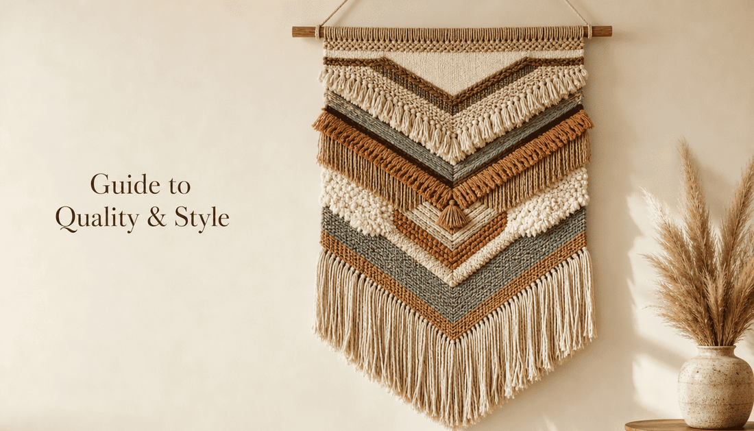 A vibrant boho wall hanging tapestry displayed in an inviting room.