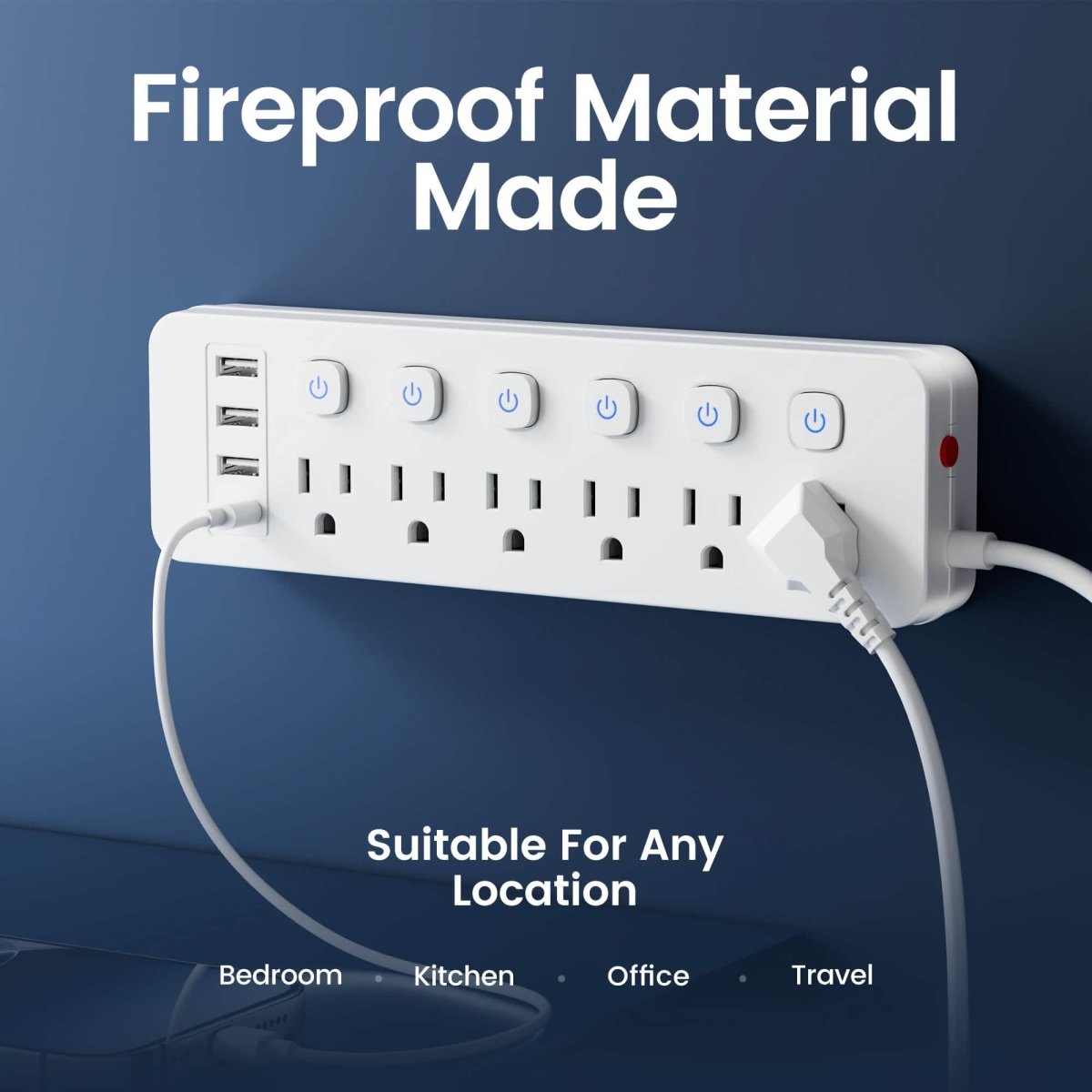 10 - in - 1 Multi - Outlet Power Strip – 6 AC, 3 USB - A, 1 Type - C - Cartsfy Inc.