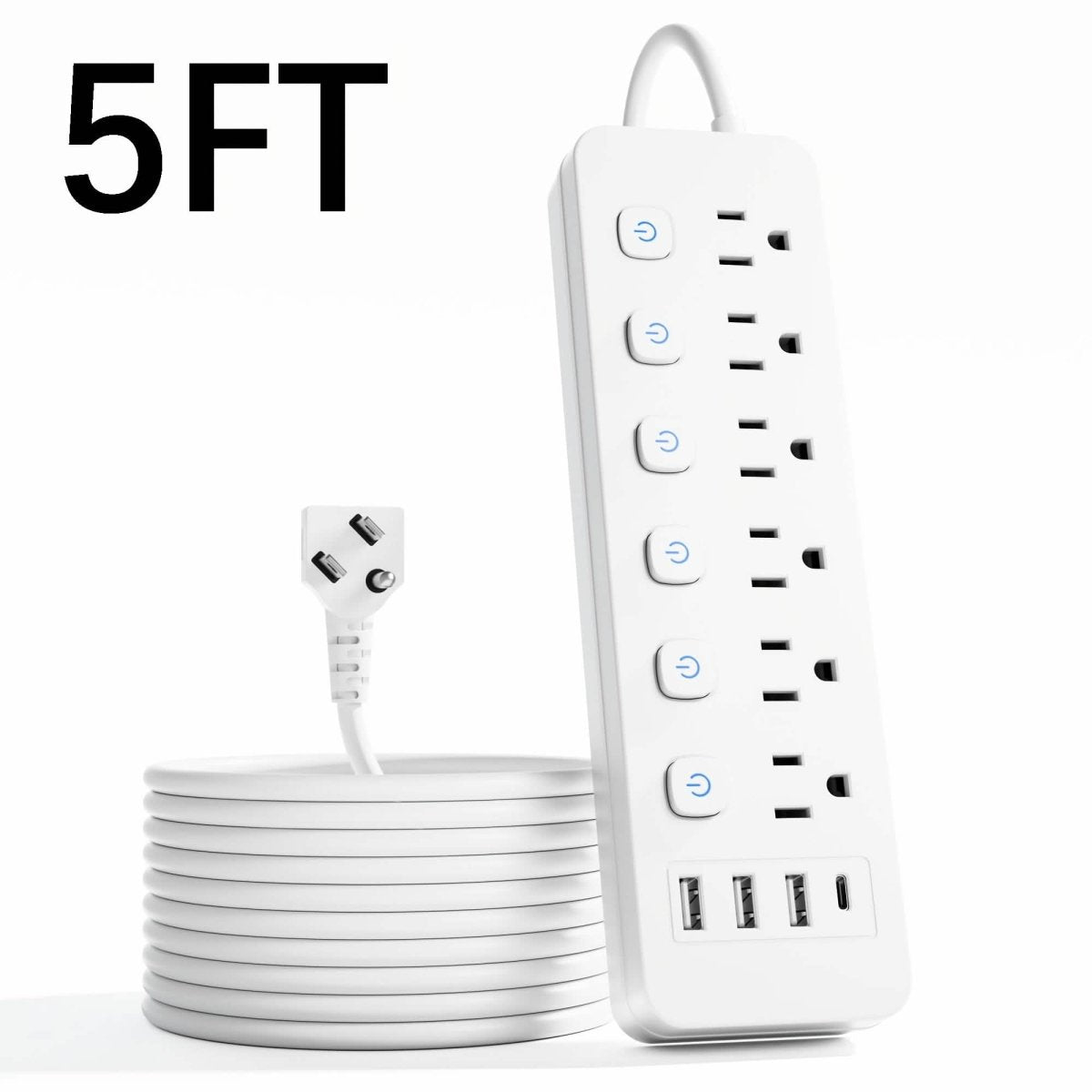 10 - in - 1 Multi - Outlet Power Strip – 6 AC, 3 USB - A, 1 Type - C - Cartsfy Inc.