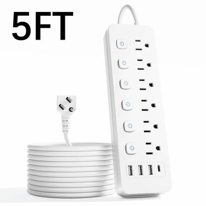 10 - in - 1 Multi - Outlet Power Strip – 6 AC, 3 USB - A, 1 Type - C - Cartsfy Inc.