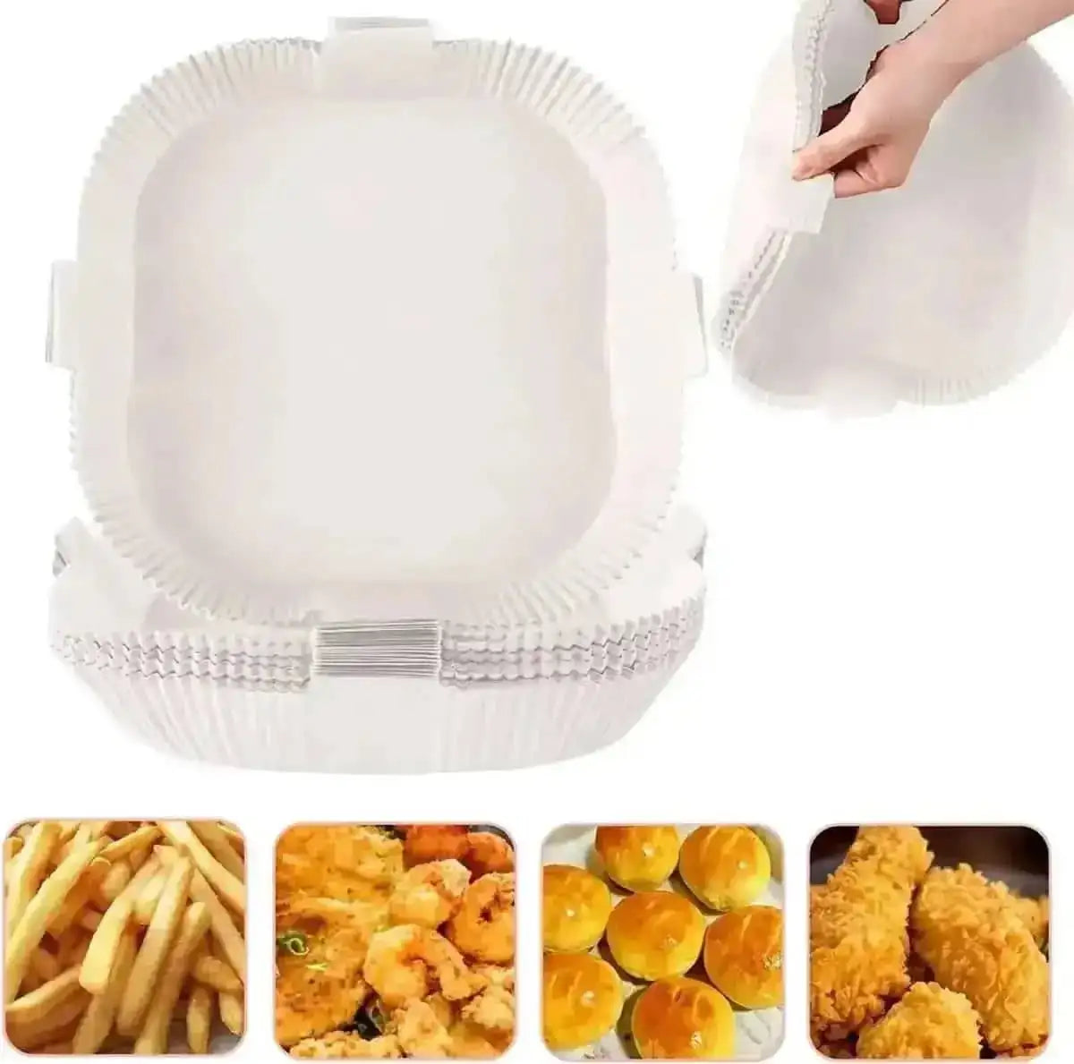 100-Pack: Air Fryer Disposable Paper Liners DailySale Natural White Natural-White-