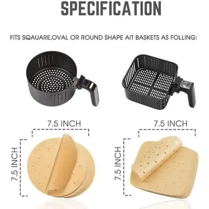 100-Piece: Air Fryer Parchment Paper DailySale Brown / Round Brown / Square White / Round Brown / Round-Brown / Square-White / Round-White / Square-