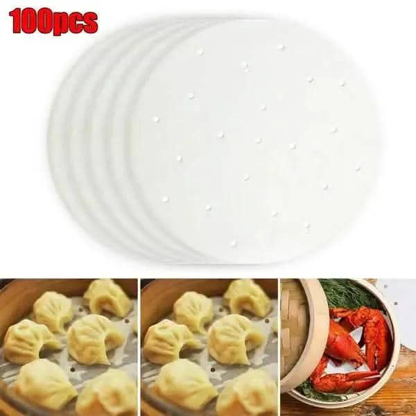100-Piece: Air Fryer Parchment Paper DailySale Brown / Round Brown / Square White / Round Brown / Round-Brown / Square-White / Round-White / Square-