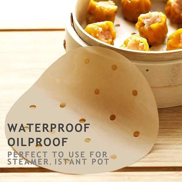Brown round perforated air-fryer parchment paper sheet