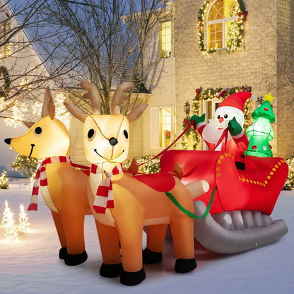 7.2 Feet Long Christmas Inflatable Santa Rides Sled with LED Lights