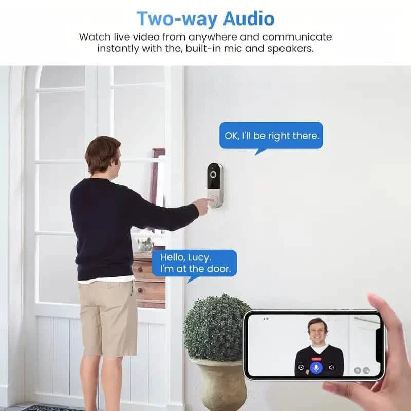1080P HD Smart Doorbell Camera with AI Detection & Night Vision - Cartsfy Inc.
