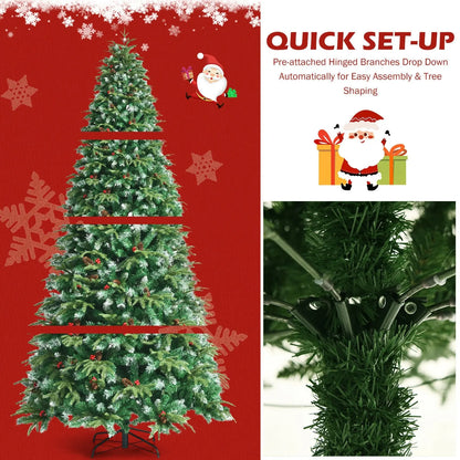 Pre-Lit Snowy Christmas Hinged Tree with Multi-Color Lights