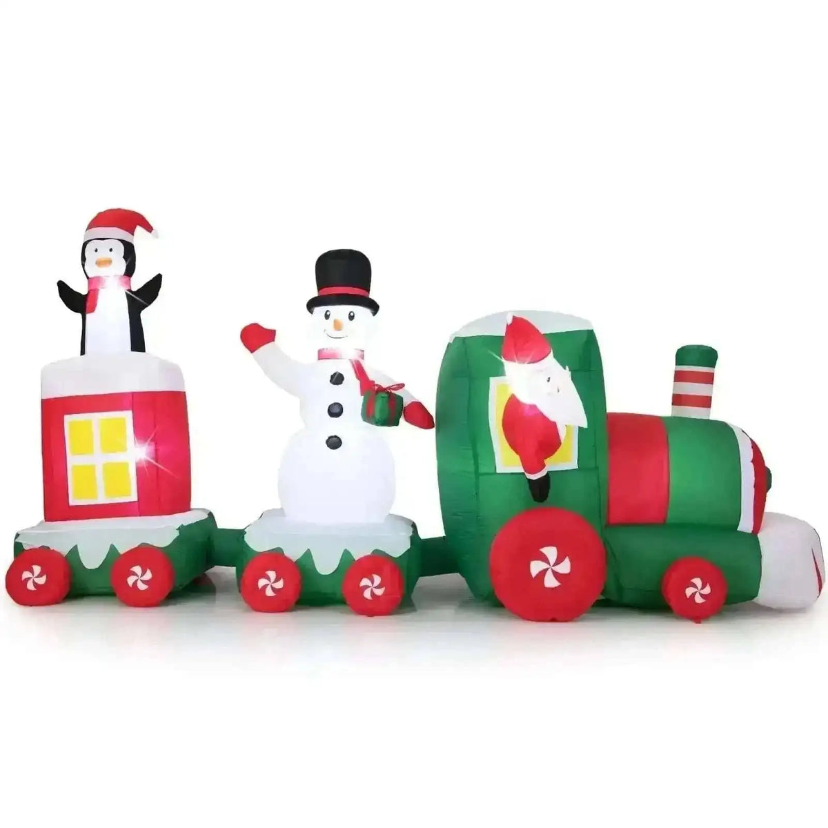 11.5 FT Christmas Inflatables Train Blow Up Santa Claus Driving Train Cartsfy Inc.