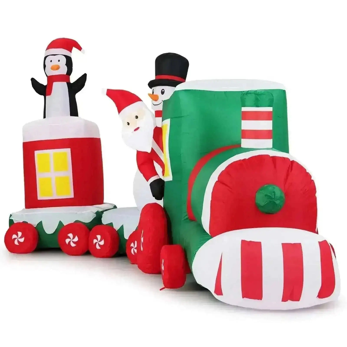 11.5 FT Christmas Inflatables Train Blow Up Santa Claus Driving Train Cartsfy Inc.