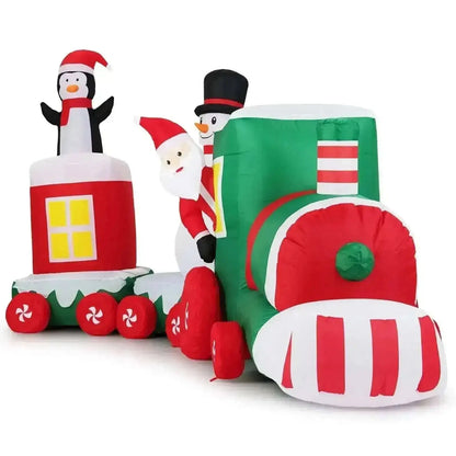 11.5 FT Christmas Inflatables Train Blow Up Santa Claus Driving Train Cartsfy Inc.