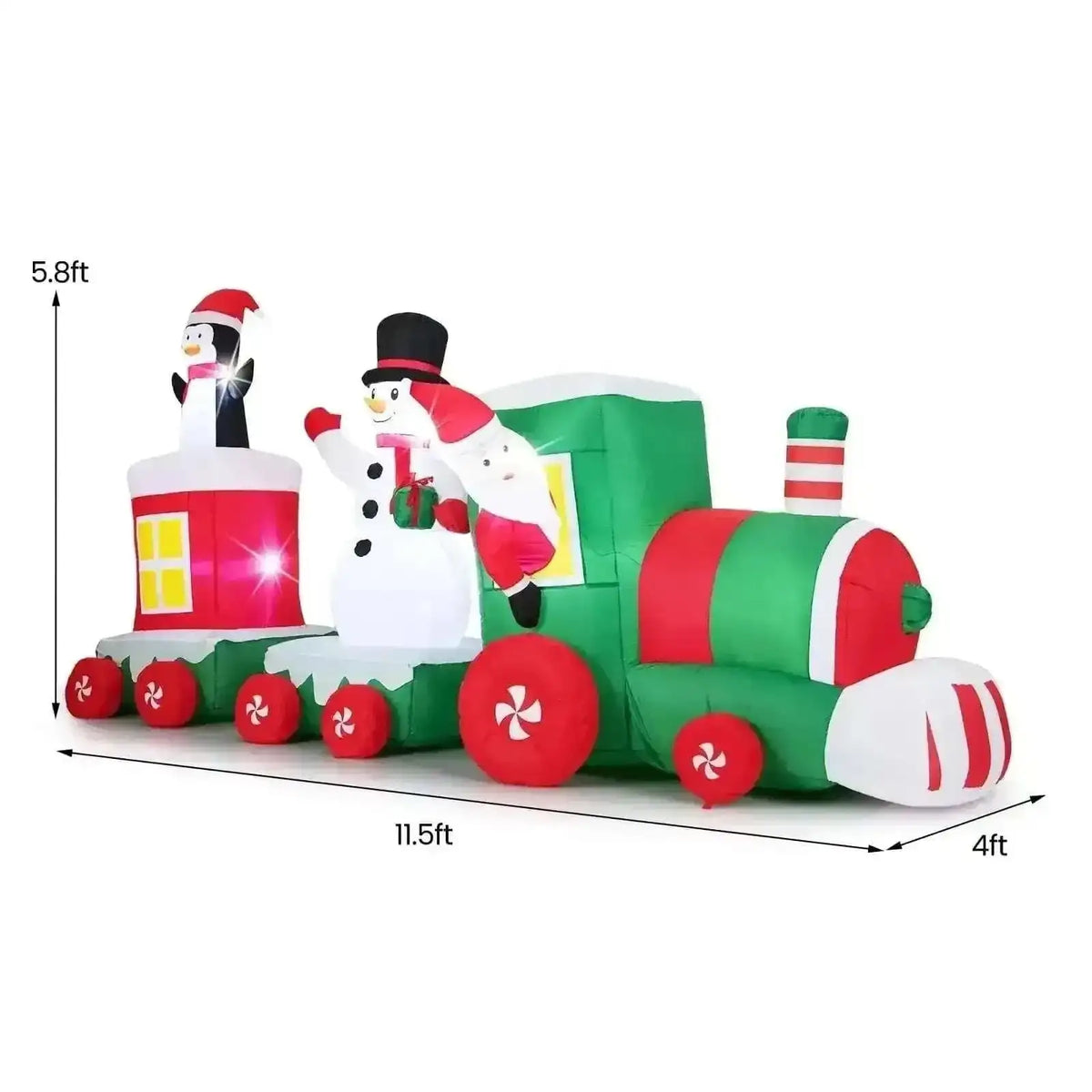 11.5 FT Christmas Inflatables Train Blow Up Santa Claus Driving Train Cartsfy Inc.