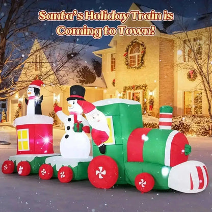 11.5 FT Christmas Inflatables Train Blow Up Santa Claus Driving Train Cartsfy Inc.