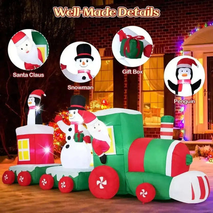 11.5 FT Christmas Inflatables Train Blow Up Santa Claus Driving Train Cartsfy Inc.