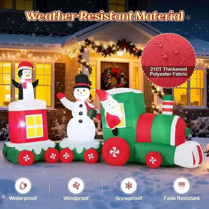 11.5 FT Christmas Inflatables Train Blow Up Santa Claus Driving Train Cartsfy Inc.