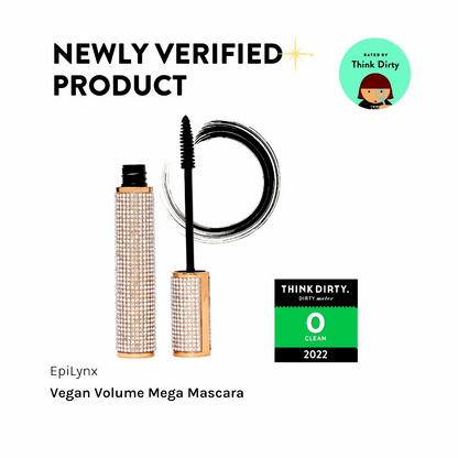 Vegan volume mascara with diamond case and applicator wand, two tubes