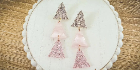 Beautiful Pink Glimmer Christmas Tree Earrings Rooted Home Goods Default Title Default Title-