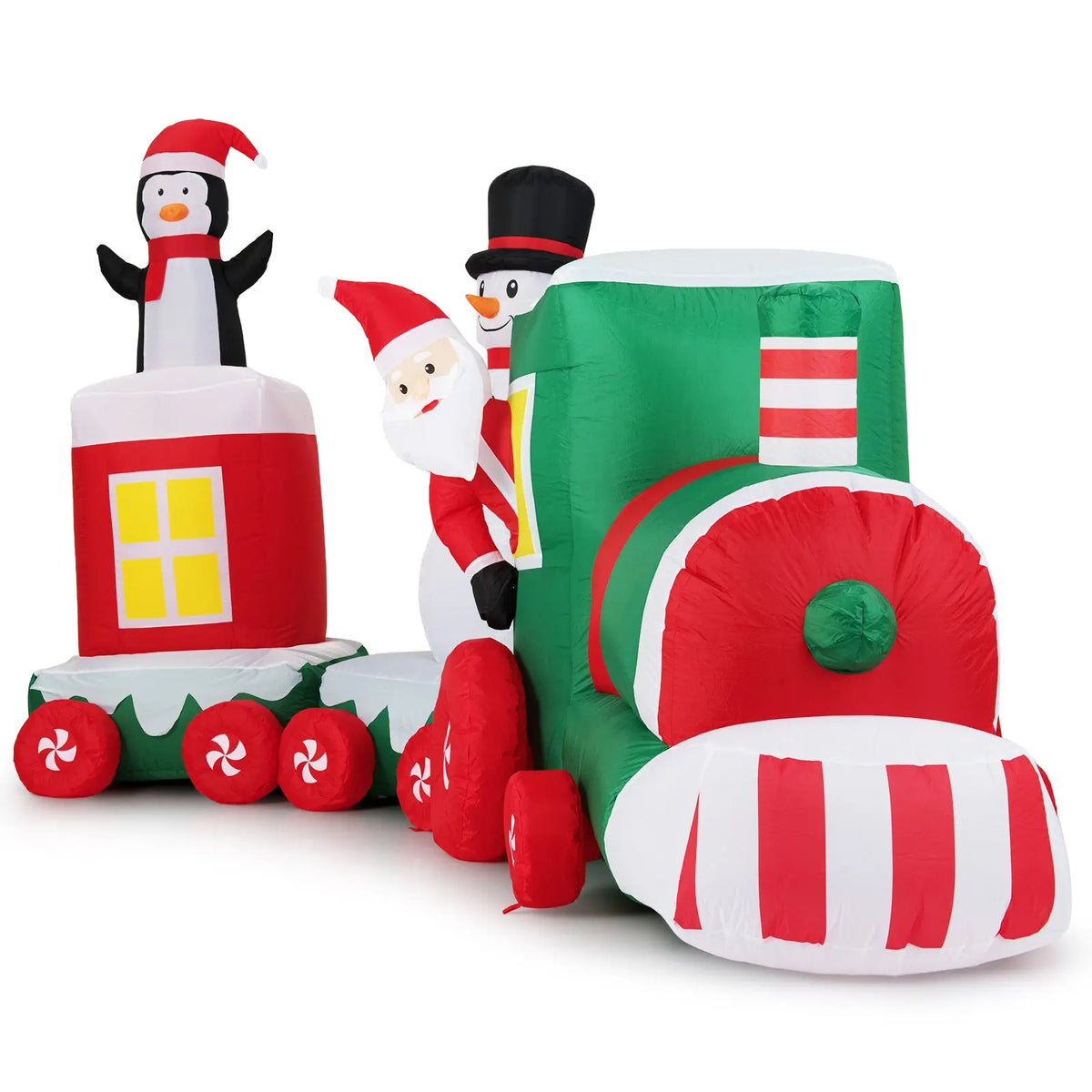 11.5 FT Christmas Inflatables Train Blow Up Santa Claus Driving Train