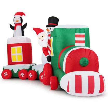 11.5 FT Christmas Inflatables Train Blow Up Santa Claus Driving Train