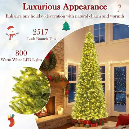 12 Feet Tall Prelit Hinged Artificial Christmas Tree with 2517 PVC PE Branch Tips Cartsfy Inc.