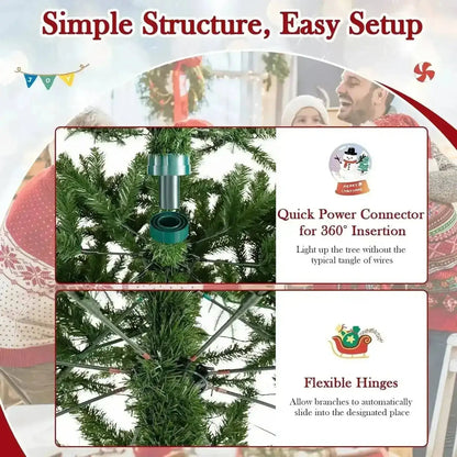 12 Feet Tall Prelit Hinged Artificial Christmas Tree with 2517 PVC PE Branch Tips Cartsfy Inc.