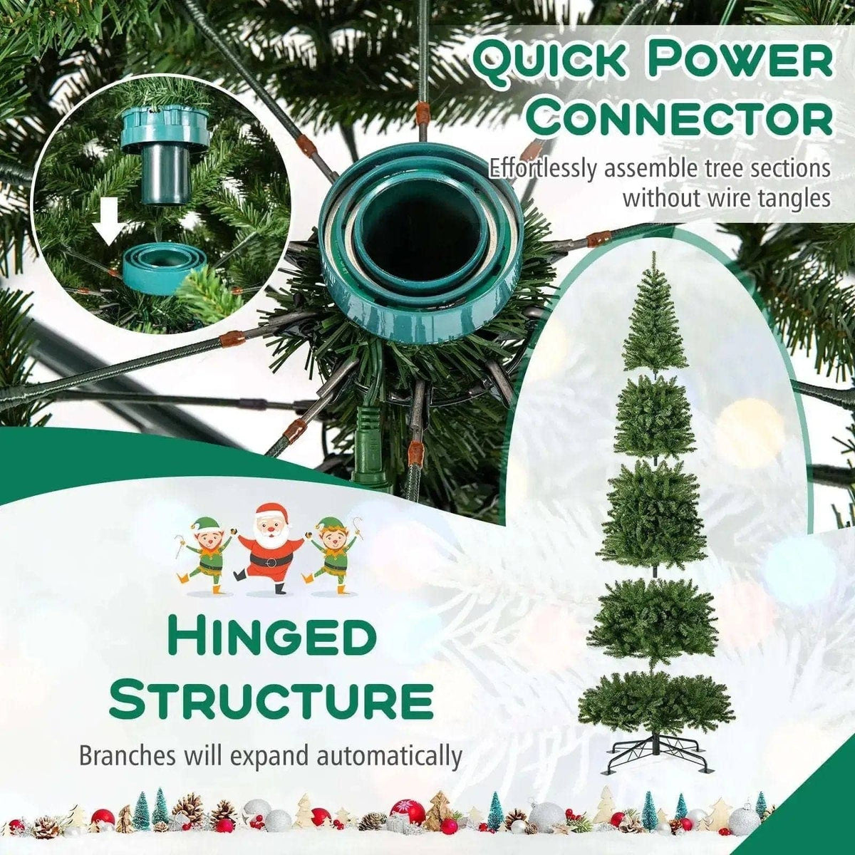 12 FT Tall Prelit Hinged Artificial Christmas Tree with 2536 PVC Branch Tips DirectDeals Default Title Default Title-