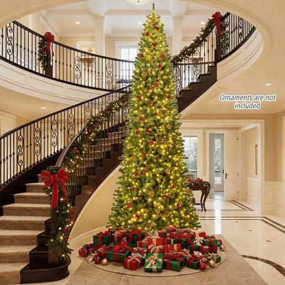 12 FT Tall Prelit Hinged Artificial Christmas Tree with 2536 PVC Branch Tips Cartsfy Inc.