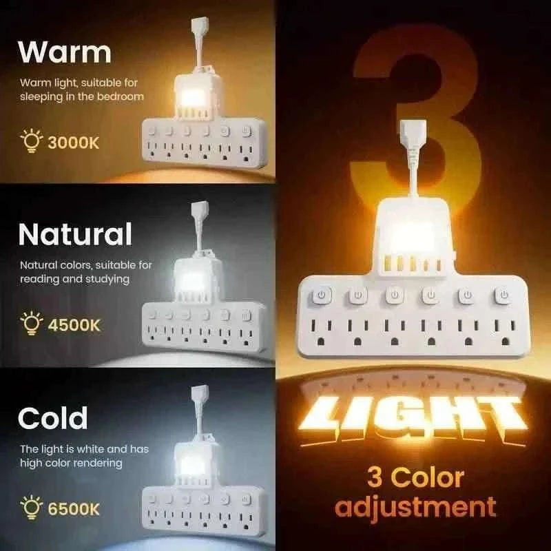 12-in-1 Adjustable Desk Lamp Power Strip – 6 AC Outlets, 3 USB-A & 2 Type-C Ports, Surge Protection Cartsfy Inc.