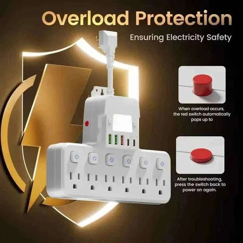 12-in-1 Adjustable Desk Lamp Power Strip – 6 AC Outlets, 3 USB-A & 2 Type-C Ports, Surge Protection Cartsfy Inc.
