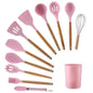 12-Piece: Wood Handle Silicone Kitchenware DailySale Gray Pink Gray-Pink-