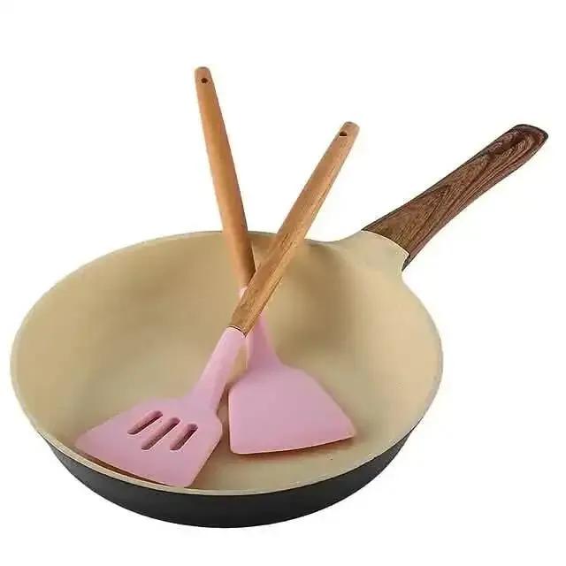 12-Piece: Wood Handle Silicone Kitchenware DailySale Gray Pink Gray-Pink-