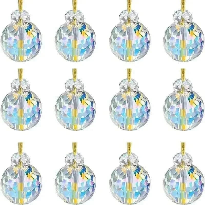 12-Pieces: Multicolor Crystal Glass Christmas Balls Ornaments Cartsfy Inc.