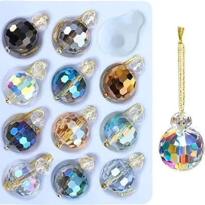 12-Pieces: Multicolor Crystal Glass Christmas Balls Ornaments Cartsfy Inc.