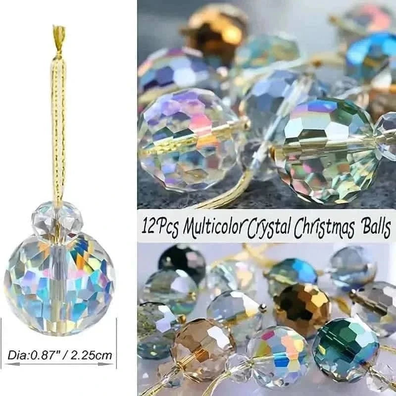 12-Pieces: Multicolor Crystal Glass Christmas Balls Ornaments Cartsfy Inc.