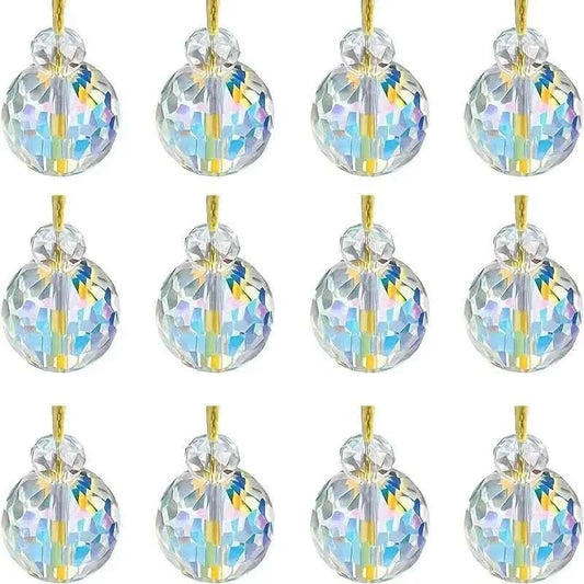 12-Pieces: Multicolor Crystal Glass Christmas Balls Ornaments Cartsfy Inc.