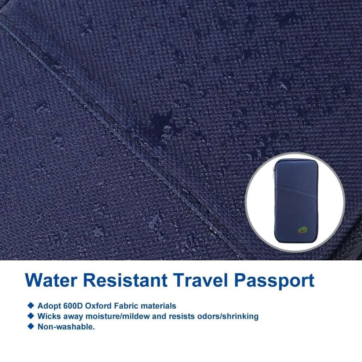 Navy 600D oxford travel passport wallet fabric texture close-up