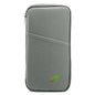 Zippered travel passport wallet, dark green fabric with embroidered cactus logo.