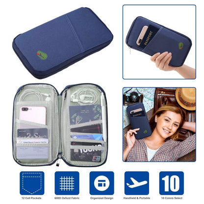 12 Pocket Travel Passport Wallet - Cartsfy Inc.