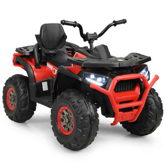 Kids electric ATV quad, red and black, LED headlight, 4 wheels