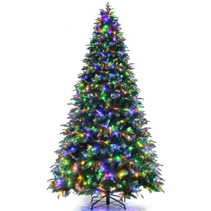 Pre-Lit Snowy Christmas Hinged Tree with Multi-Color Lights