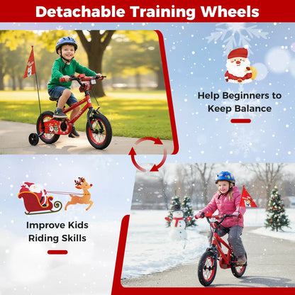 Kids Bike 12-18 Inch with Training Wheels & Christmas Music